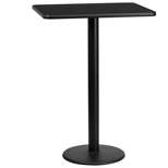 Flash Furniture 24'' x 30'' Rectangular Black Laminate Table Top with 18'' Round Bar Height Table Base