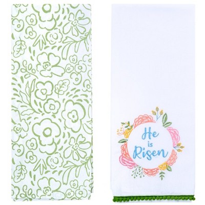 The Lakeside Collection Embroidered Kitchen Towels Religious Set of 2