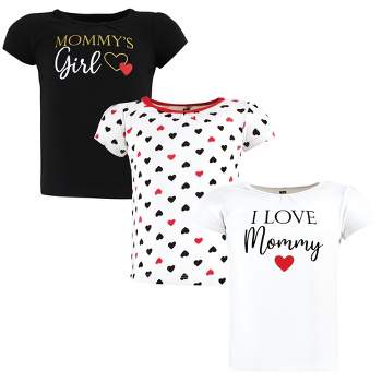 Hudson Baby Infant Girl Short Sleeve T-Shirts, Girl Mommy Red Black