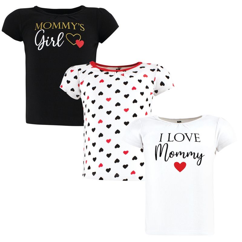 Hudson Baby Infant Girl Short Sleeve T-Shirts, Girl Mommy Red Black, 1 of 6