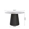 43" Modern Round Pedestal Dining Table with Faux Marble Top & Black Solid Wood Base, Small Kitchen Table for 4 People–The Pop Home - 4 of 4