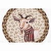 Earth Rugs Winter Goat Round Trivet – 10" Holiday Farm Animal Print on Braided Natural Jute Table Mat - 2 of 3