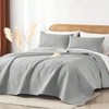 King Quilt Set, Light Grey Microfiber Coverlet, Reversible, Lightweight, Modern Geometric Design for All Seasons - 2 of 4
