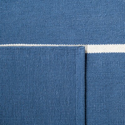 Navy and Ivory Handwoven Cotton Area Rug, 5' x 8'