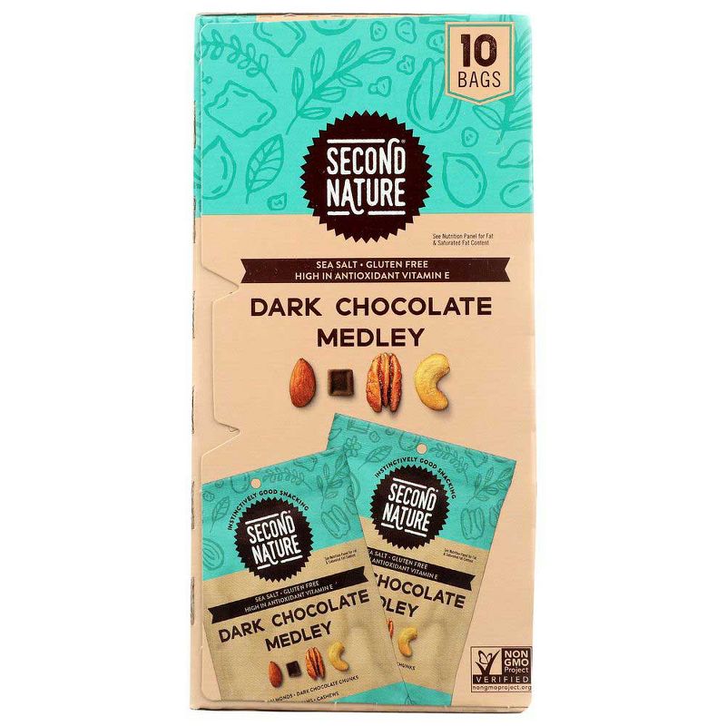 Second Nature Dark Chocolate Nut Medley - Case of 4/10 pack/1.25 oz, 4 of 6