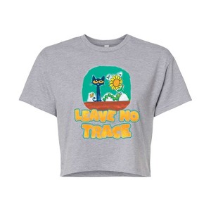 Women's - Pete the Cat - Leave No Trace Camping Cropped Graphic T-Shirt - 1 of 4