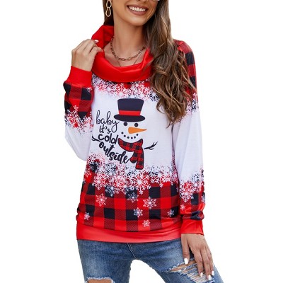 Women's Sweatshirt Snow Print Hoodie Pullover Casual Long Sleeve Tops