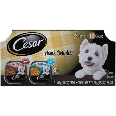 Cesar Home Delights Beef Stew & Chicken & Vegetables Dinner Wet Dog Food - 3.5oz/12ct Variety Pack