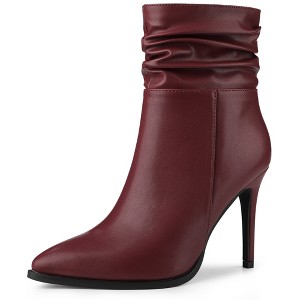 Allegra K Women's Slouching Pointed Toe Stiletto Heels Ankle Boot - 1 of 4