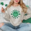 Simply Sage Market Women's Graphic Sweatshirt Feeling Lucky Checkered Smiley Face - 2 of 3