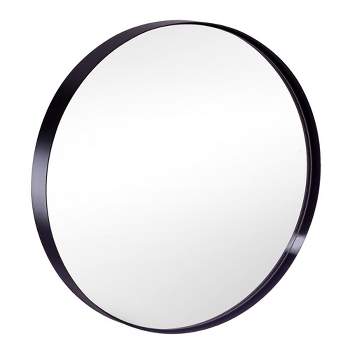 ANDY STAR 30 x 30 Inch Round Shaped Circle Mirror with 2 Millimeter Stainless Steel Metal Frame for Bathroom, Entryway, And Living Room, Matte Black