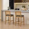 Okak Set of 2 Linen Cushion Counter Height Bar Stools for Dining Rooms,Armless Chairs Kitchen Island Bar Stools with Rattan Back - 4 of 4
