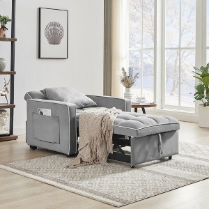 SeaCamel Three in One Sleeper Chair Sofa Bed with Storage Pockets Convertible Folding Ottoman Bed, Adjustable for Small Spaces - 1 of 4
