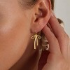 Gold Bow Earrings for Women Trendy,Cute Bow Stud Earring 14k Gold Plated Dainty Ribbon Pearl Bow Drop Dangle Earrings Gold Earrings Christmas Earrings - 3 of 4