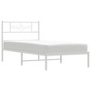 vidaXL 12" White Twin Metal Bed Frame with Headboard No Mattress - 3 of 4
