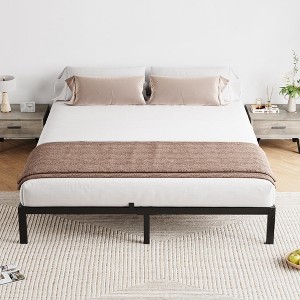 Bed Frame Heavy Duty Mattress Foundation, Easy Assembly, No Box Spring Needed, Platform Bed for Bedroom, Apartment, Black, Metal - 1 of 4