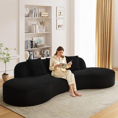 Aukfa 123" Oversized Curved Sectional Sofa - 4-Seater Cloud Couch with Corduroy Fabric, Modern Design for Living Room