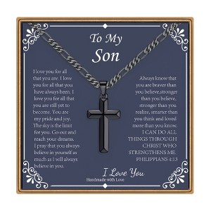 Turandoss Cross Necklace for Men Boys, Gold Silver Black Cross Pendant Necklace, Fathers Day Gifts for Men Boys Husband, Birthday Gifts for Son, 20In - 1 of 4