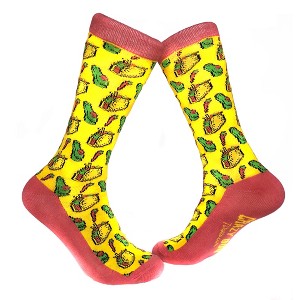 Crazy Dog T-Shirts Tacos And Avocado Women's Novelty Crazy Food Crew Socks,Funny Taco Cozy Dress Socks - 1 of 4