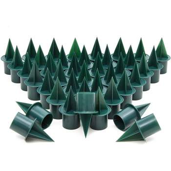 Bright Creations 40 Pack Green Plastic Candle Holder Stakes for Weddings, Celebrations, Floral Table Centerpieces, 1 x 2.4 In