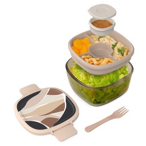 Bentgo 7.6c Glass All-in-One Salad Container Mod Curves - 1 of 4