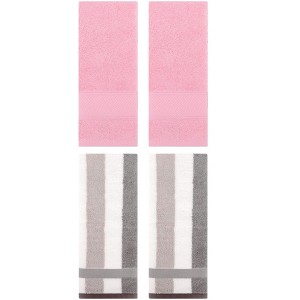 REGALWOVEN 4 Pcs Cotton Soft Comfortable Absorbent Striped Hand Towel - 1 of 4