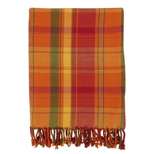 50"x60" Harvest Plaid Cotton Throw Blanket Orange - Saro Lifestyle: Soft, Woven, Farmhouse Style - 1 of 4