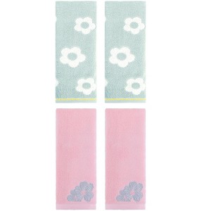 REGALWOVEN 4 Pcs Cute Floral Pattern Cotton Bathroom Soft Absorbent Hand Towel - 1 of 4