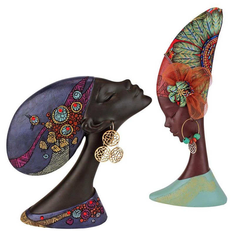 Design Toscano African Gele Headdresses Maiden Sculpture: Set of Two, 1 of 3