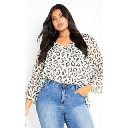 Women's Plus Size Layered Top – V-Neck Magenta Blouse With Relaxed Fit