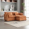 76.77'' Chenille Double Sofa with Removable Armrests L-Shaped Sectional Sofas, Footstool, and Convenient Side Pockets - 2 of 4