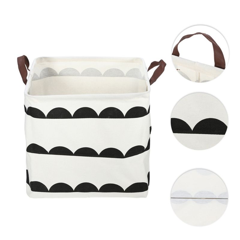 Unique Bargains Foldable Square Laundry Basket 1831 Cubic-in Black White 1 Pc Semicircle, 4 of 7