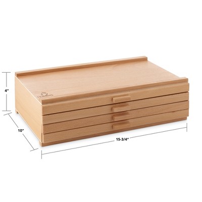 Beechwood 4-Drawer Artist Storage Box for Art Supplies