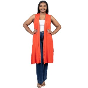 Plus Long Sleeveless Cardigan Vest - 24seven Comfort Apparel™ - 1 of 3