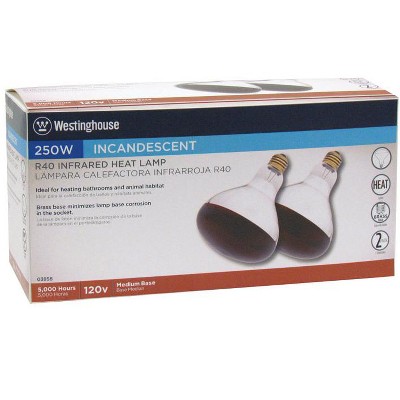 Westinghouse 250 W R40 Heat Lamp Incandescent Light Bulb Medium Base Red 2 pk
