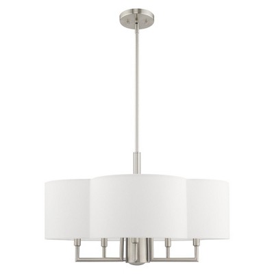 Chelsea Clover-Shaped 6-Light Brushed Nickel Pendant Chandelier
