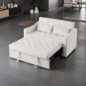 Velvet Sofa Bed with 360¡ã Side Table & Adjustable Backrest - 1 of 4
