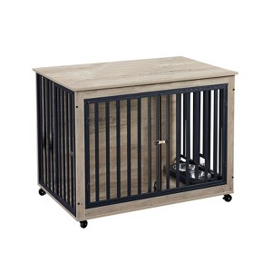 Dog Crate Furniture, Flip-Top Dog Kennel with Removable Bowls, Heavy Duty Chew-Proof Design for Small/Medium/Large Dogs, Multi-Functional End Table - 1 of 4