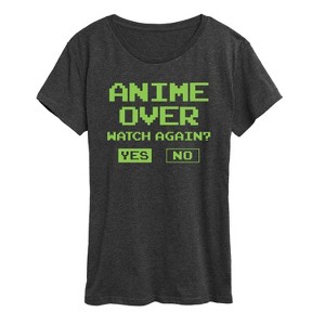 Women's Instant Message Anime Over Yes No Short Sleeve Graphic T-Shirt - Heather Charcoal - X-Large - 1 of 4
