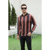 Mens Polo Shirts Vintage Vertical Striped Lapel Collar Button Down Golf Football Sports T Shirt - 3 of 4