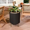 FONTOI Round Planter Pot with Stand, Indoor Outdoor Flower Planters for Garden Living Room Backyard, Black, 14.8"*20.3"*14.8" - 4 of 4