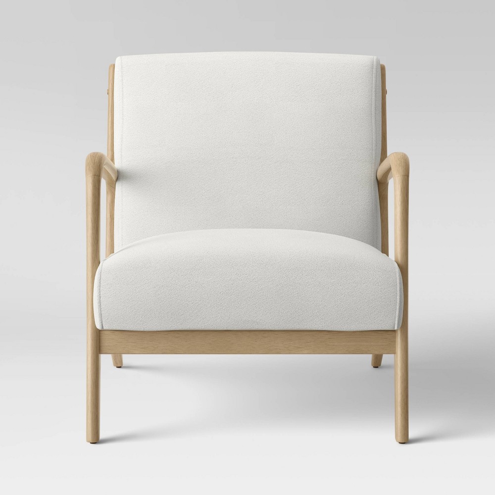 Photos - Chair Esters Wood Armchair Cream Boucle - Threshold™