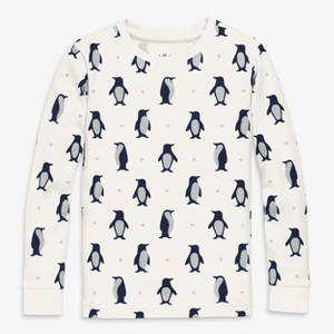 Primary Kids Organic Long Sleeve Pj Top In Holiday Animal Friends - 1 of 4