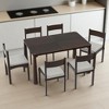7-Piece Retro Dining Table Set, Wooden Rectangular Table with 6 Upholstered Chairs, Classic Kitchen & Dining Room Furniture for Family Meals - 3 of 4