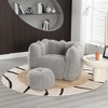 Gulches Gray Chenille Square Bean Bag Seats with Footstool for Living Room & Bedroom - 2 of 4