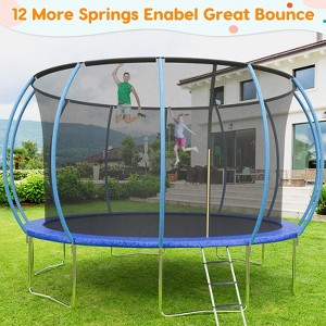 Trampoline 10FT 12FT 14FT 16FT with Enclosure & Ladder, ASTM Approved Heavy-Duty Outdoor Recreational Trampoline for Kids Adults, 440LB Capacity - 1 of 4