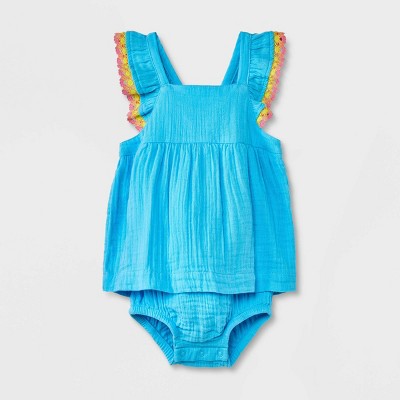 Baby Girls' Gauze Eyelet Jumpsuit - Cat & Jack™ Turquoise Blue 3-6M
