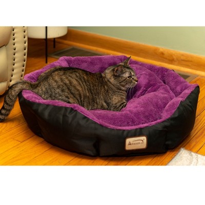 Large Plush Purple and Black Velvet Cat Bed