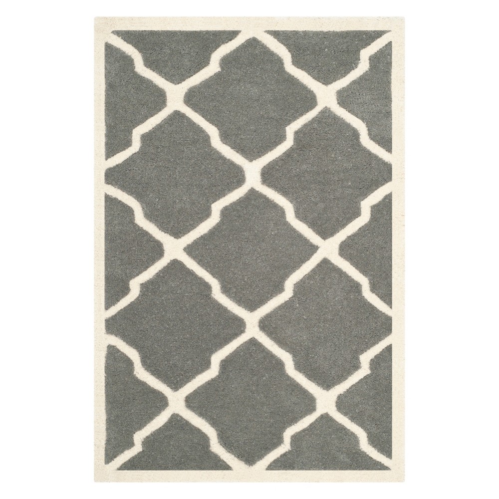 2'x3' Billie Quatrefoil Design Tufted Accent Rug Dark Gray/Ivory - Safavieh