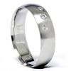 Pompeii3 Mens Three Stone 14K White Gold Diamond Wedding Band - 2 of 4
